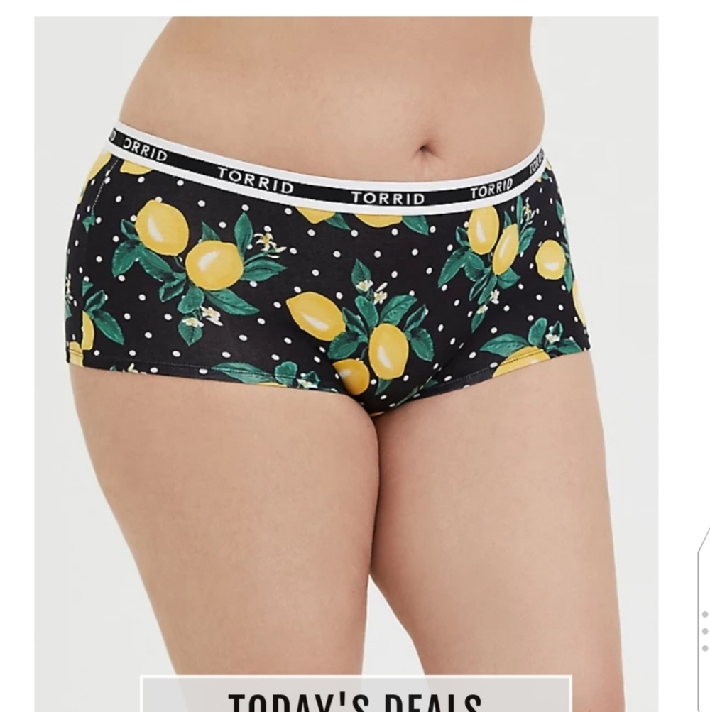 🆕🍋 2X TORRID LOGO POLKA DOT LEMON COTTON CHEEKY PANTY🍋